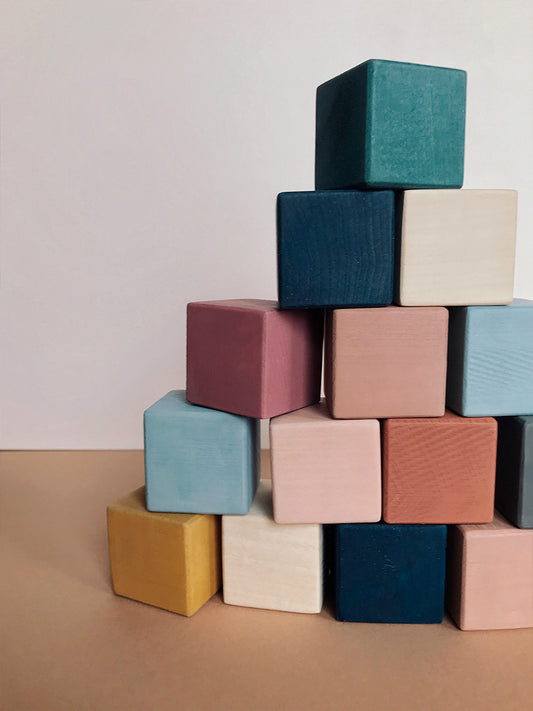 Wooden Cubes Set - Multi-Coloured