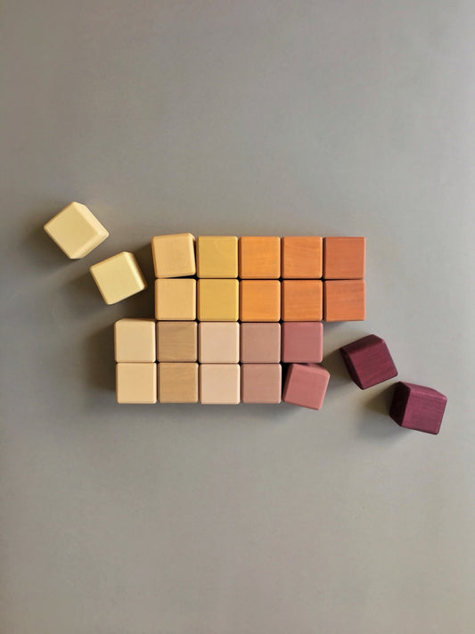 Wooden Cubes Set - Golden Autumn