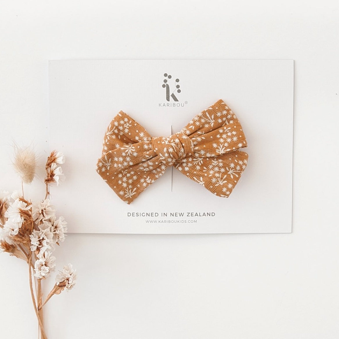 Melodie Tawny Floral Cotton Bow Hair Clip