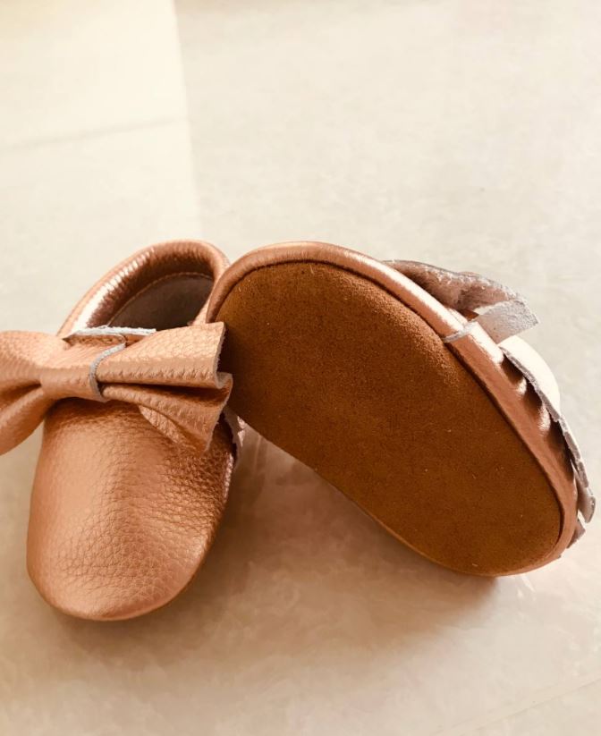 Soft-Sole Bow Leather Moccasins