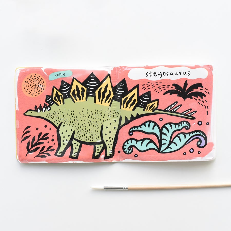 Wee Gallery Color Me Bath Book - Who Loves Dinosaurs?