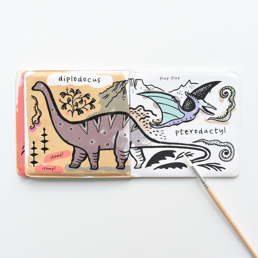 Wee Gallery Color Me Bath Book - Who Loves Dinosaurs?